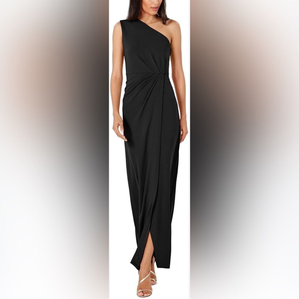 Calvin Klein Black One-Shoulder Maxi Dress